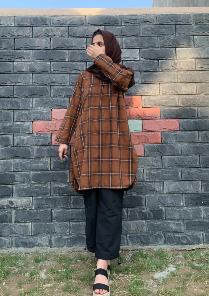 Brown Wool Check  by Sana Peter