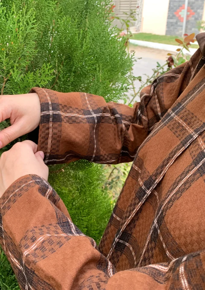 Brown Wool Check  by Sana Peter