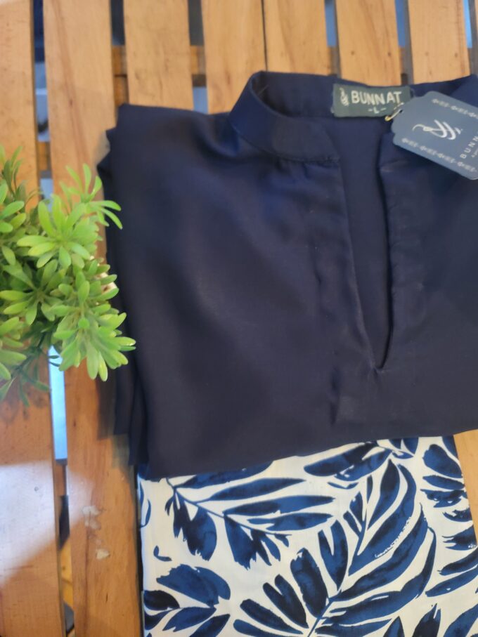 Navy Blue Shirt printed trousers by Roqia