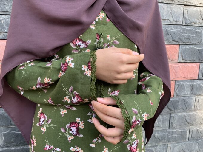 Green purple floral Coord by Raheela