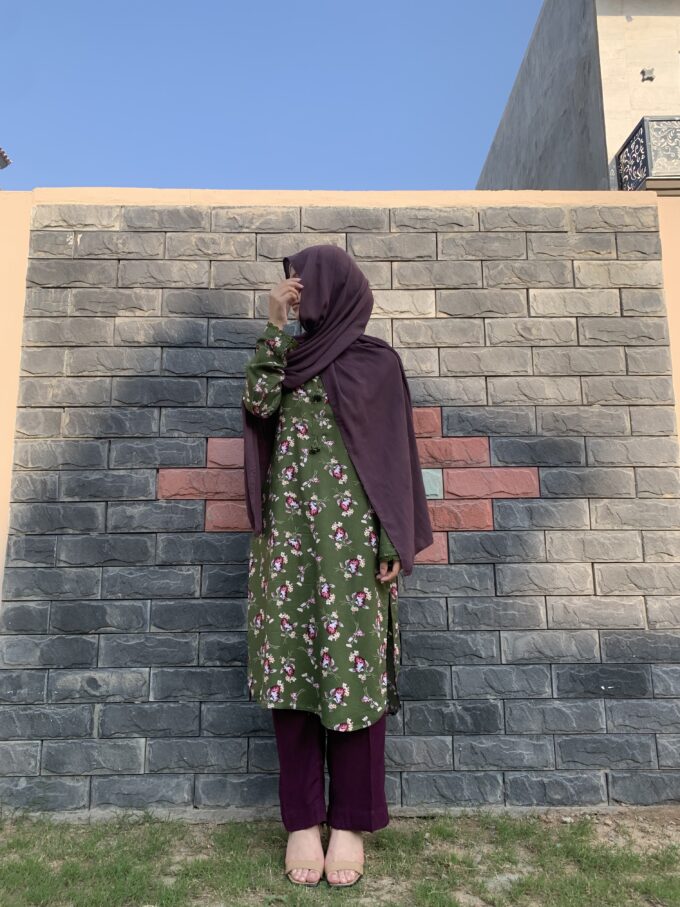 Green purple floral Coord by Raheela