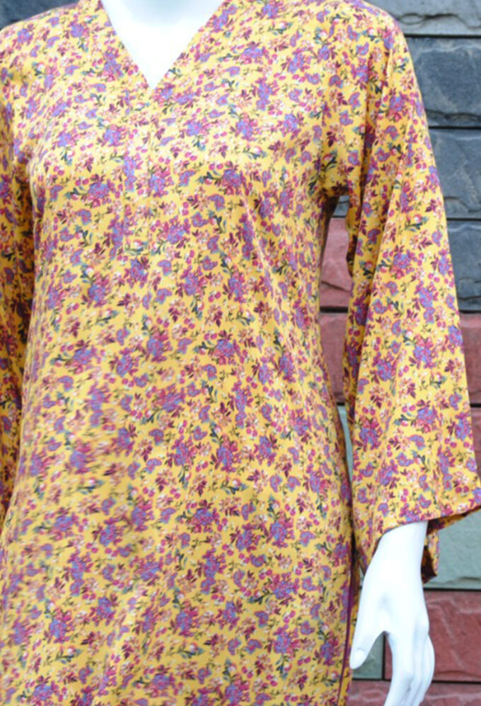 Yellow and Pink 2pc Floral Linen by Gulsoom