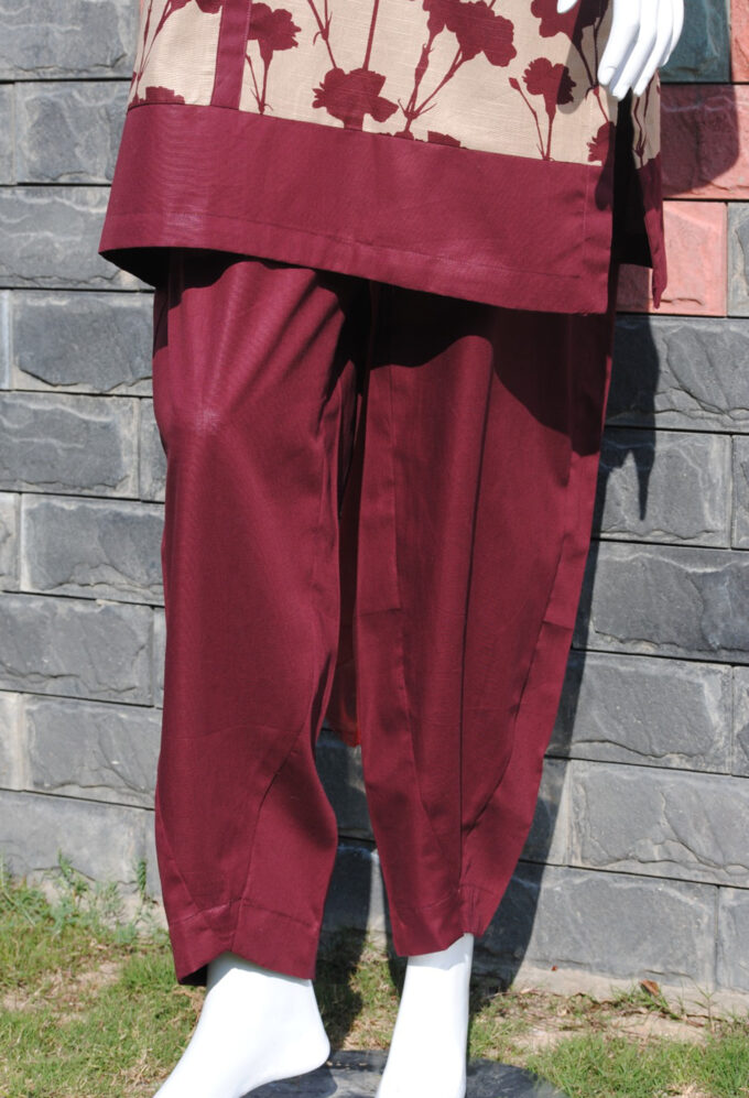 Maroon flowers 2pc Khaddar by Nazia
