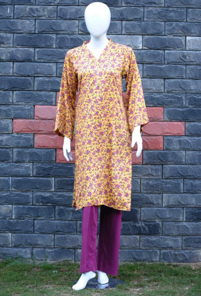 Yellow and Pink 2pc Floral Linen by Gulsoom