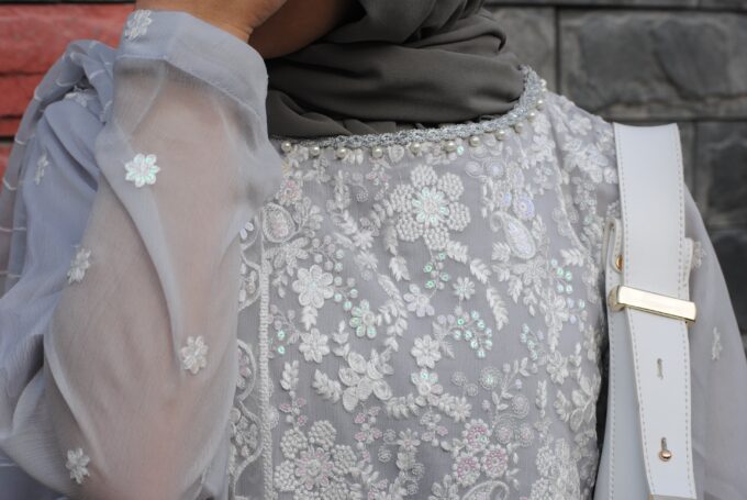 Ash purplish grey embroidery fancy by Sana Peter (3 PC)