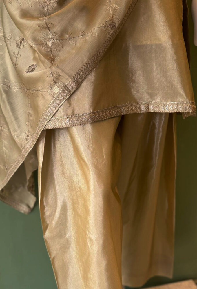 Golden Plain Dress Fancy Dupatta – Eid Edition by Farah Naz (3PC)