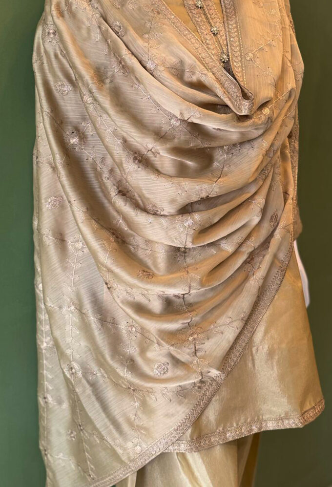 Golden Plain Dress Fancy Dupatta – Eid Edition by Farah Naz (3PC)