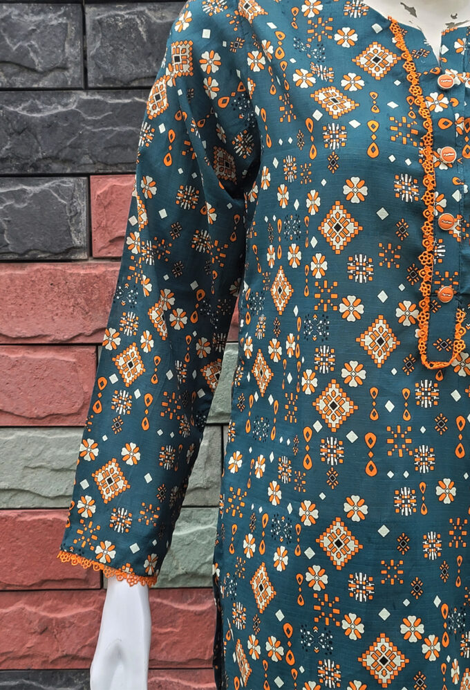Teal & Orange Doria Lawn