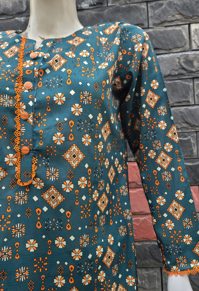 Teal & Orange Doria Lawn