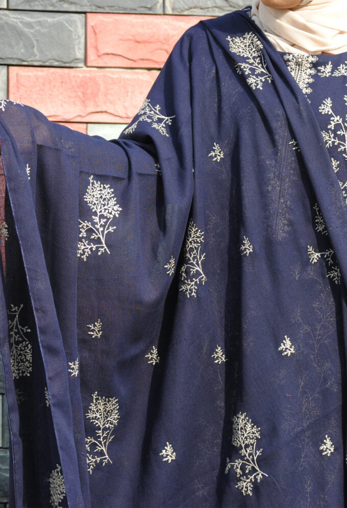 Blue Marina with golden embroidery by Roqia (3 PC)