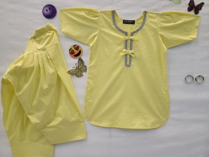 Yellow Kids Shirt and Farshi Shalwar