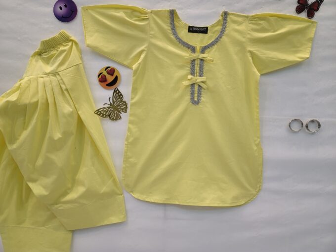 Yellow Kids Shirt and Farshi Shalwar