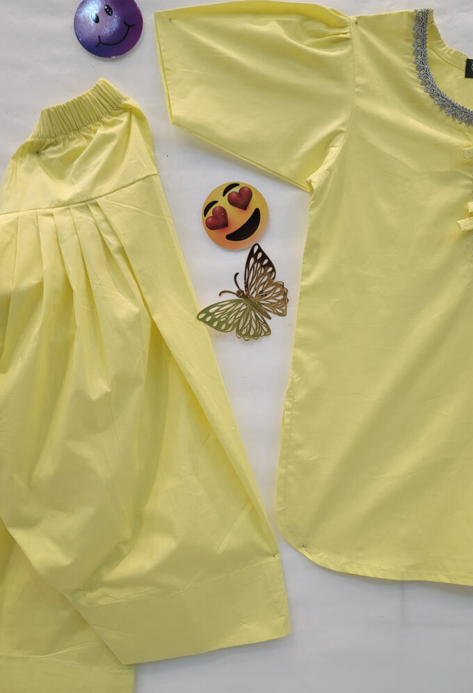 Yellow Kids Shirt and Farshi Shalwar