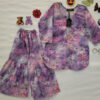 Purple pastel floral kids shirt with gharara