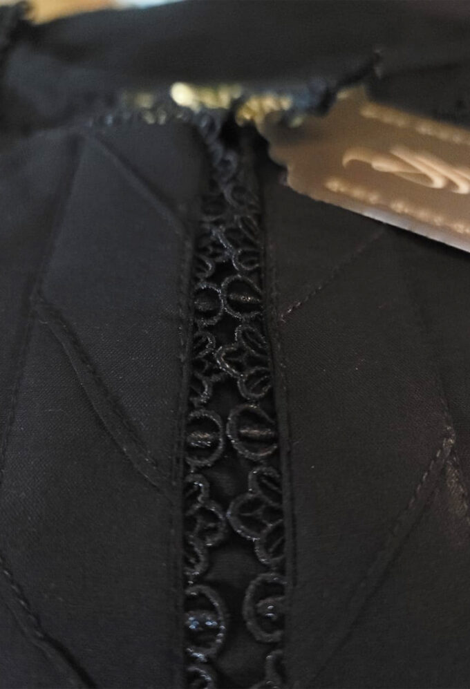 Solid Black Shirt with Lace work- 2 pc Linen