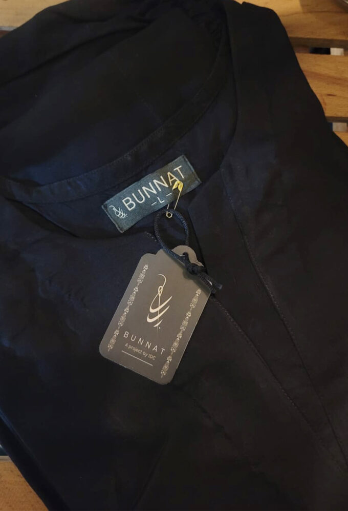 Solid Black Shirt V neck and buttons on sleeves- 2 pc Linen