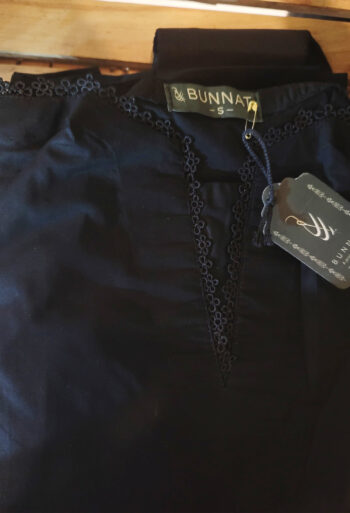 Solid Black V neck Shirt - 2 pc Lawn - M