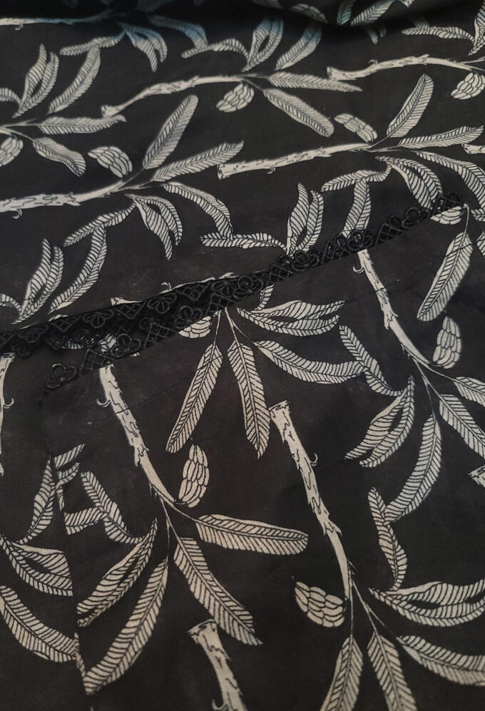 Printed Black with White Tree - lawn 2 pc